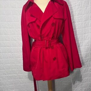 London Fog Vibrant Red Trench Coat